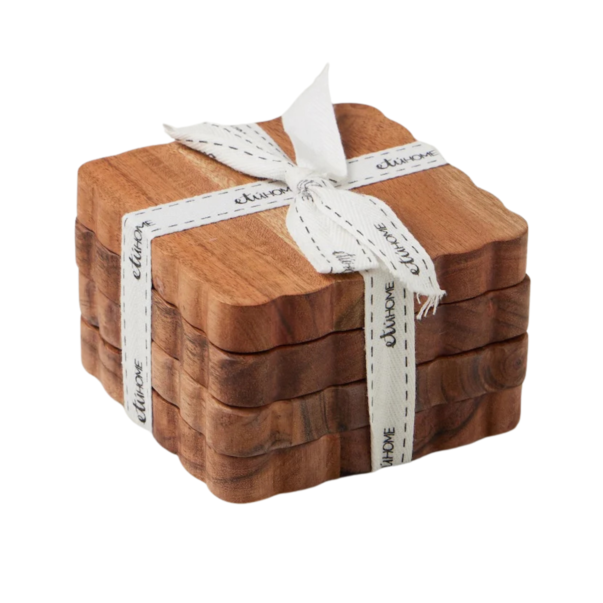 Sous-verres festonnés naturels, lot de 4