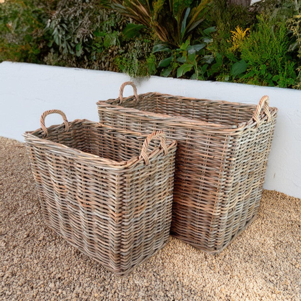 Panier rectangulaire en rotin Belen, lot de 2