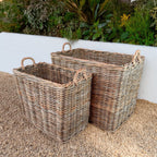 Panier rectangulaire en rotin Belen, lot de 2