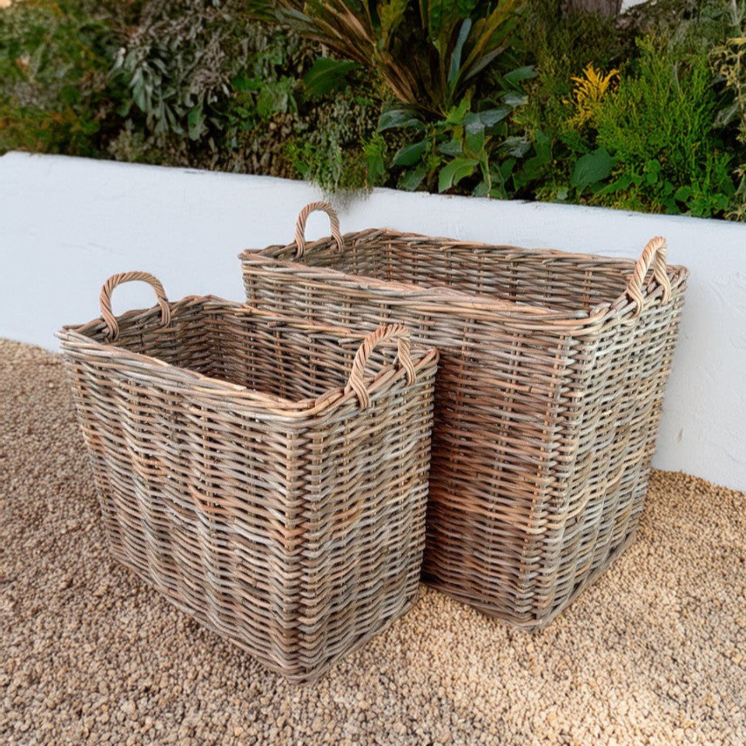 Panier rectangulaire en rotin Belen, lot de 2
