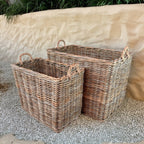 Panier rectangulaire en rotin Belen, lot de 2