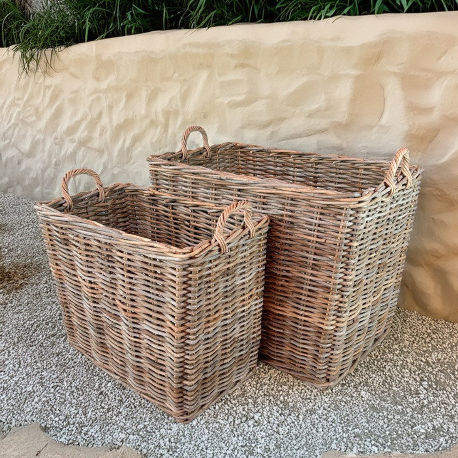 Panier rectangulaire en rotin Belen, lot de 2