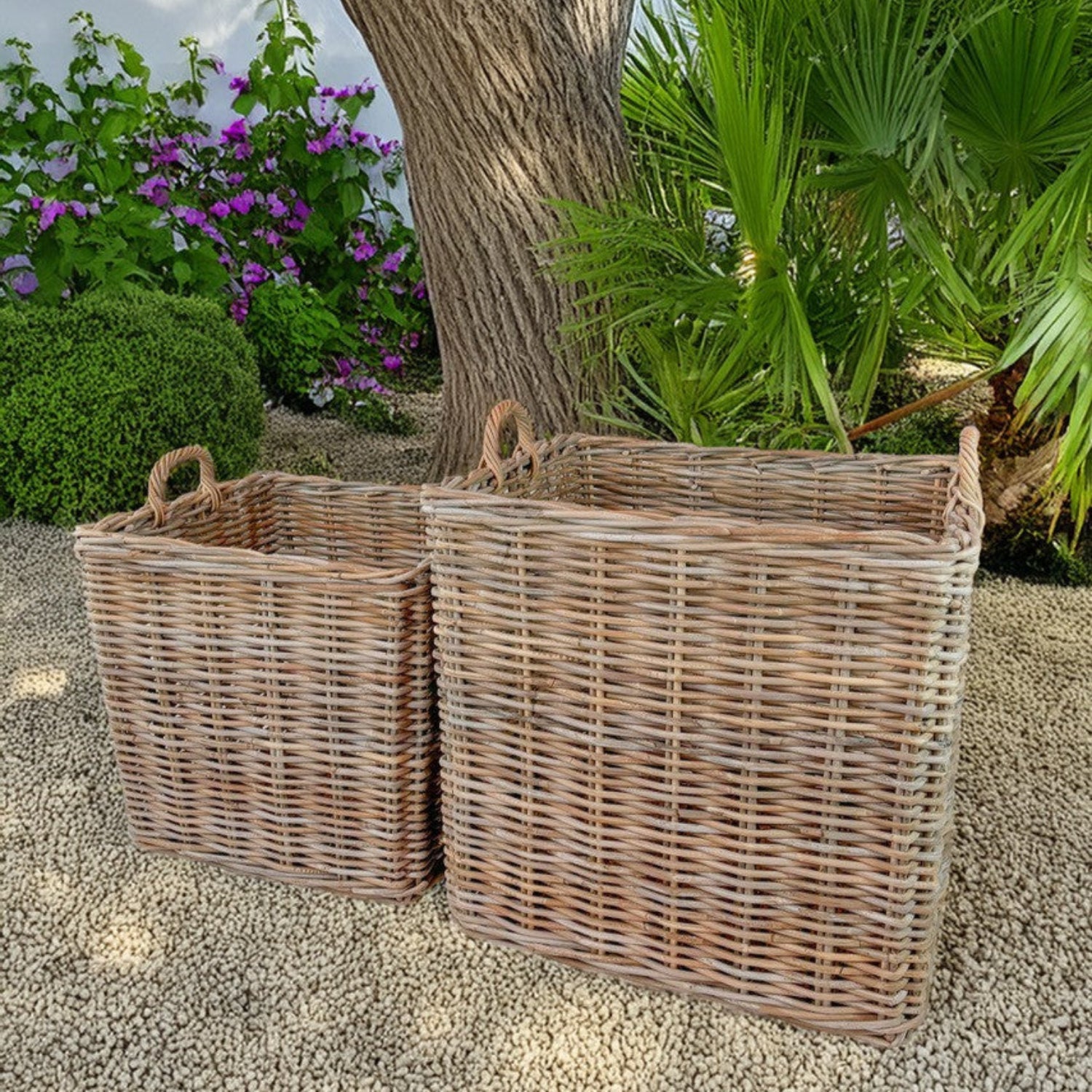 Panier en rotin grenat, lot de 2
