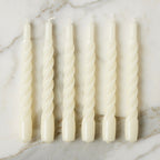 Bougies coniques torsadées crème, lot de 6