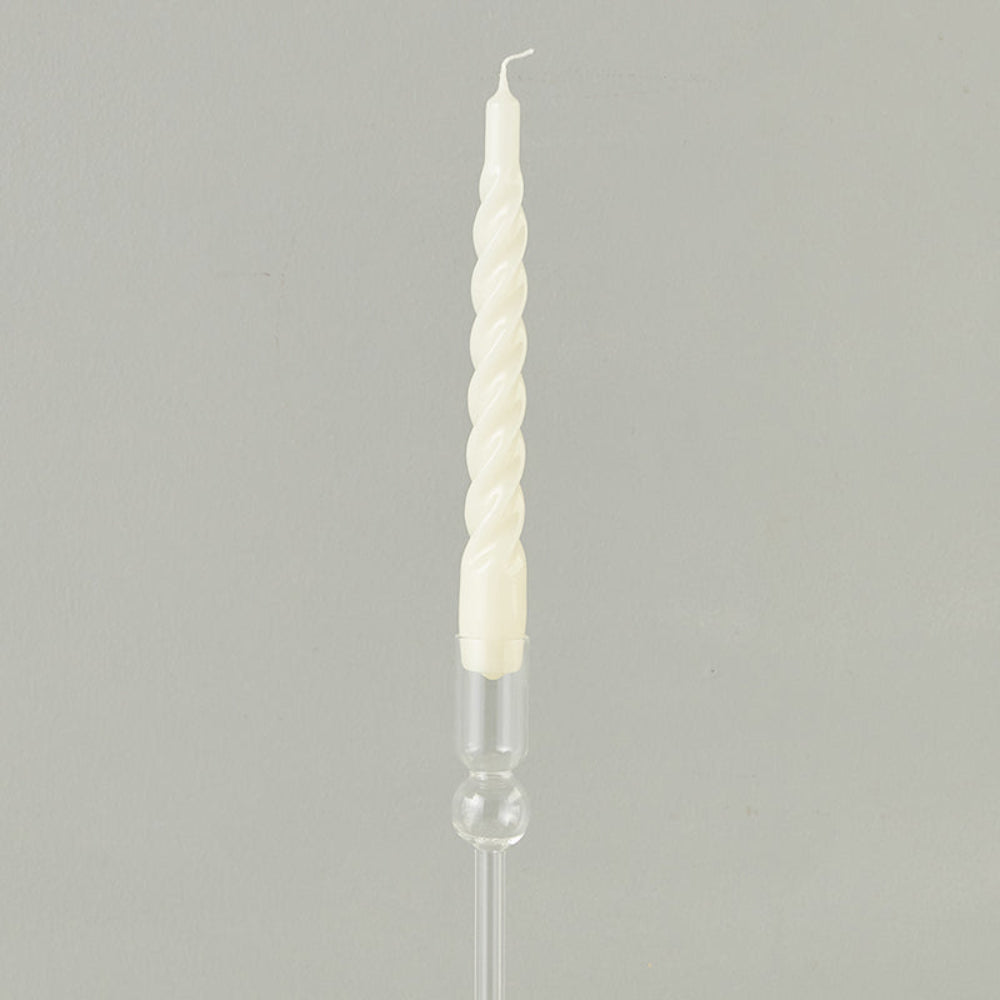 Bougies coniques torsadées crème, lot de 6