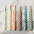 Bougies coniques torsadées crème, lot de 6