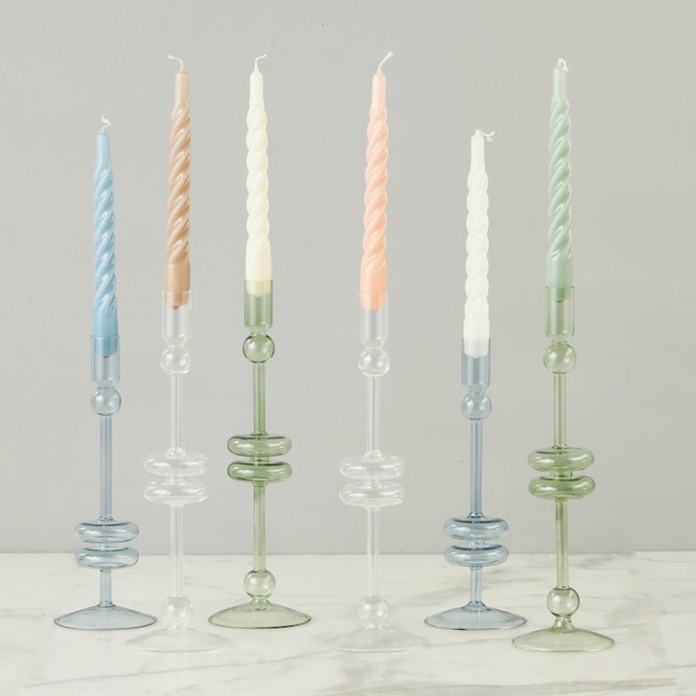 Bougies coniques torsadées crème, lot de 6
