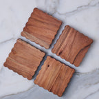 Sous-verres festonnés naturels, lot de 4