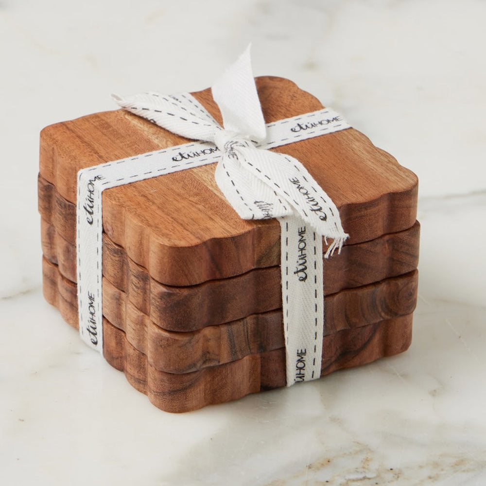 Sous-verres festonnés naturels, lot de 4