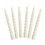 Bougies coniques torsadées crème, lot de 6