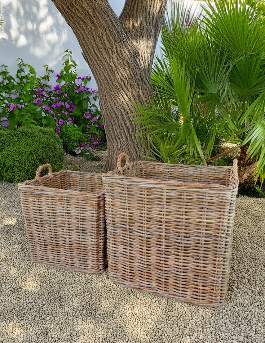 Panier en rotin grenat, lot de 2